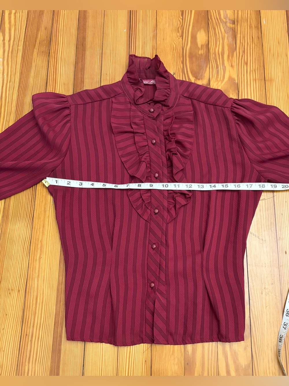 Vintage Front Ruffle Button Up Blouse - Picture 6 of 7